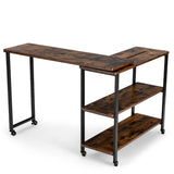 NNECW 360 Rotating Large Sofa Side Table with 2-Tier Storage Shelves