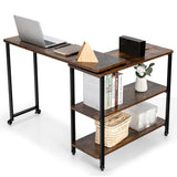 NNECW 360 Rotating Large Sofa Side Table with 2-Tier Storage Shelves