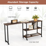 NNECW 360 Rotating Large Sofa Side Table with 2-Tier Storage Shelves