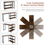 NNECW 360 Rotating Large Sofa Side Table with 2-Tier Storage Shelves