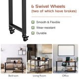 NNECW 360 Rotating Large Sofa Side Table with 2-Tier Storage Shelves