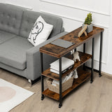 NNECW 360 Rotating Large Sofa Side Table with 2-Tier Storage Shelves