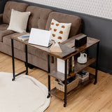 NNECW 360 Rotating Large Sofa Side Table with 2-Tier Storage Shelves