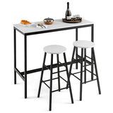 NNECW 3-piece Bar Table Set with 2 Round Stools &amp Space Saving Design-Black