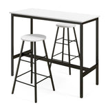 NNECW 3-piece Bar Table Set with 2 Round Stools &amp Space Saving Design-Black