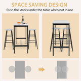 NNECW 3-piece Bar Table Set with 2 Round Stools &amp Space Saving Design-Black