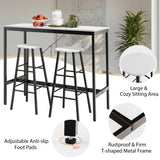NNECW 3-piece Bar Table Set with 2 Round Stools &amp Space Saving Design-Black
