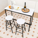 NNECW 3-piece Bar Table Set with 2 Round Stools &amp Space Saving Design-Black