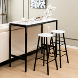NNECW 3-piece Bar Table Set with 2 Round Stools &amp Space Saving Design-Black