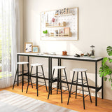 NNECW 3-piece Bar Table Set with 2 Round Stools &amp Space Saving Design-Black