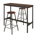 NNECW 3-piece Bar Table Set with 2 Round Stools &amp Space Saving Design-Coffee