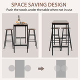 NNECW 3-piece Bar Table Set with 2 Round Stools &amp Space Saving Design-Coffee