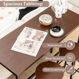 NNECW 3-piece Bar Table Set with 2 Round Stools &amp Space Saving Design-Coffee