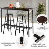 NNECW 3-piece Bar Table Set with 2 Round Stools &amp Space Saving Design-Coffee