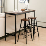 NNECW 3-piece Bar Table Set with 2 Round Stools &amp Space Saving Design-Coffee