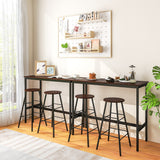 NNECW 3-piece Bar Table Set with 2 Round Stools &amp Space Saving Design-Coffee