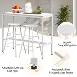 NNECW 3-piece Bar Table Set with 2 Round Stools &amp Space Saving Design-White