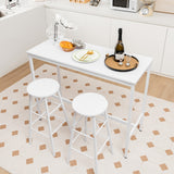 NNECW 3-piece Bar Table Set with 2 Round Stools &amp Space Saving Design-White