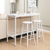 NNECW 3-piece Bar Table Set with 2 Round Stools &amp Space Saving Design-White