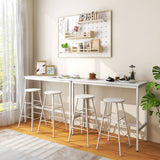 NNECW 3-piece Bar Table Set with 2 Round Stools &amp Space Saving Design-White