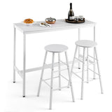 NNECW 3-piece Bar Table Set with 2 Round Stools &amp Space Saving Design-White