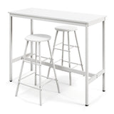 NNECW 3-piece Bar Table Set with 2 Round Stools &amp Space Saving Design-White