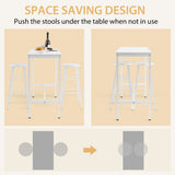 NNECW 3-piece Bar Table Set with 2 Round Stools &amp Space Saving Design-White