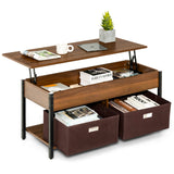 NNECW Multifunctional Pop-up Lift Top Coffee Table for Living Room-Brown