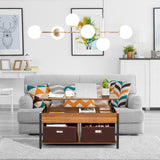 NNECW Multifunctional Pop-up Lift Top Coffee Table for Living Room-Brown