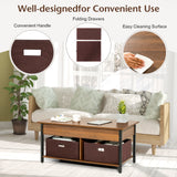 NNECW Multifunctional Pop-up Lift Top Coffee Table for Living Room-Brown