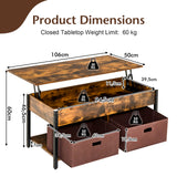NNECW Multifunctional Pop-up Lift Top Coffee Table for Living Room-Coffee