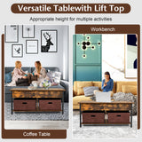 NNECW Multifunctional Pop-up Lift Top Coffee Table for Living Room-Coffee