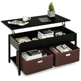 NNECW Multifunctional Pop-up Lift Top Coffee Table for Living Room-Black