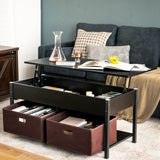NNECW Multifunctional Pop-up Lift Top Coffee Table for Living Room-Black