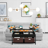NNECW Multifunctional Pop-up Lift Top Coffee Table for Living Room-Black