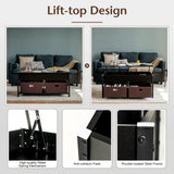 NNECW Multifunctional Pop-up Lift Top Coffee Table for Living Room-Black