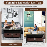 NNECW Multifunctional Pop-up Lift Top Coffee Table for Living Room-Black