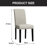NNECW 2 Pieces Fabric Dining Chairs with Upholstered Seat &amp Nailhead Trim-Beige