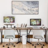 NNECW Brown L-shaped Computer Desk with Adjustable Foot Pads for Bedroom and Study Room