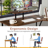 NNECW Brown L-shaped Computer Desk with Adjustable Foot Pads for Bedroom and Study Room