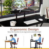 NNECW Black L-shaped Computer Desk with Adjustable Foot Pads for Bedroom and Study Room