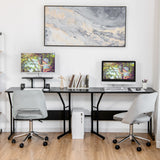 NNECW Black L-shaped Computer Desk with Adjustable Foot Pads for Bedroom and Study Room
