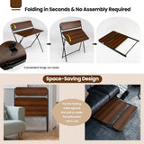 NNECW 2-Tier Modern Folding Computer Desk with Shelf for Home Office Brown
