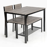 NNECW Industrial Gathering Table Set with 2 Chairs &amp 1 Bench for Dining Room Grey