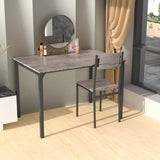 NNECW Industrial Gathering Table Set with 2 Chairs &amp 1 Bench for Dining Room Grey