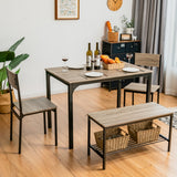 NNECW Industrial Gathering Table Set with 2 Chairs &amp 1 Bench for Dining Room Grey