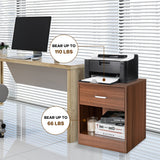 NNECW 2-tier Wooden Bedside Table with Storage Drawer & Cabinet for Bedroom/Living Room/Office