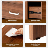 NNECW 2-tier Wooden Bedside Table with Storage Drawer & Cabinet for Bedroom/Living Room/Office