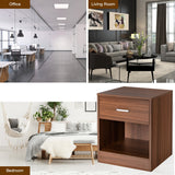 NNECW 2-tier Wooden Bedside Table with Storage Drawer & Cabinet for Bedroom/Living Room/Office