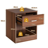 NNECW 2-tier Wooden Bedside Table with Storage Drawer & Cabinet for Bedroom/Living Room/Office